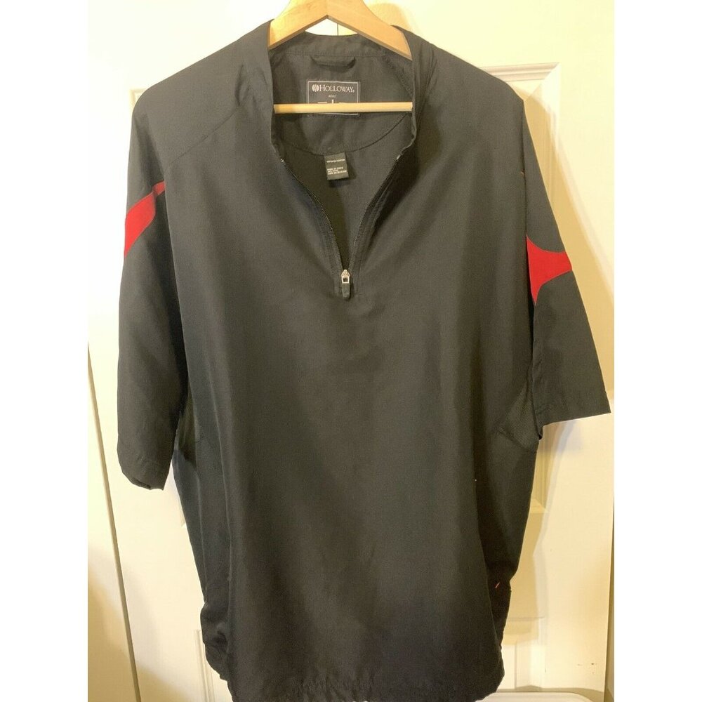 Holloway 1/4 Zip Pullover Men’s Sz L Jacket Black Red Windbreaker